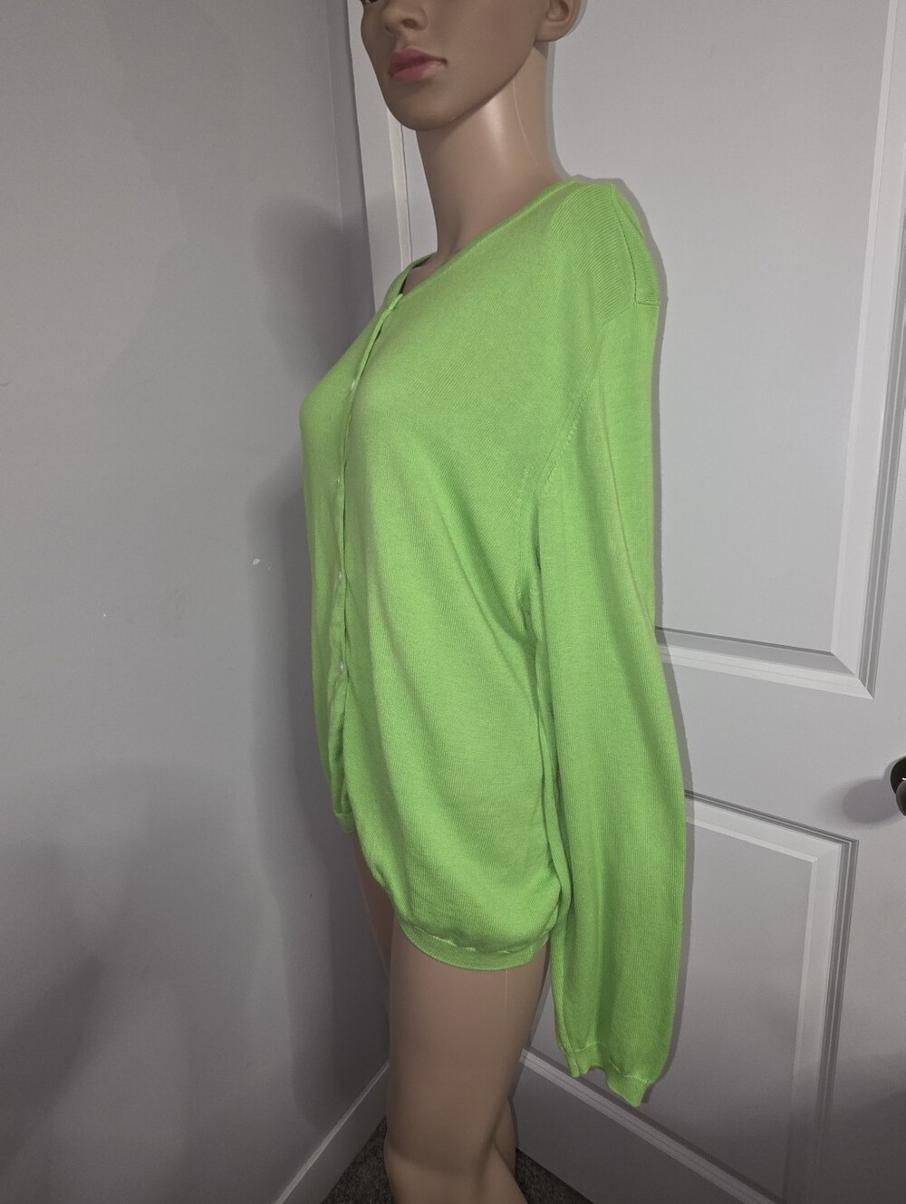 Lilly Pulitzer VTG White Label Lime Green Cardigan Cotton Made in Portugal Sz XL